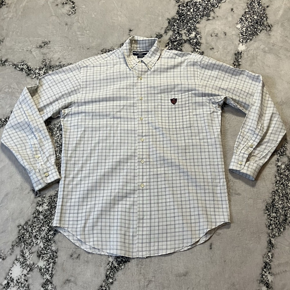 Ralph Lauren Golf Mens Size M Tilden Plaid Cotton Button Down Shirt